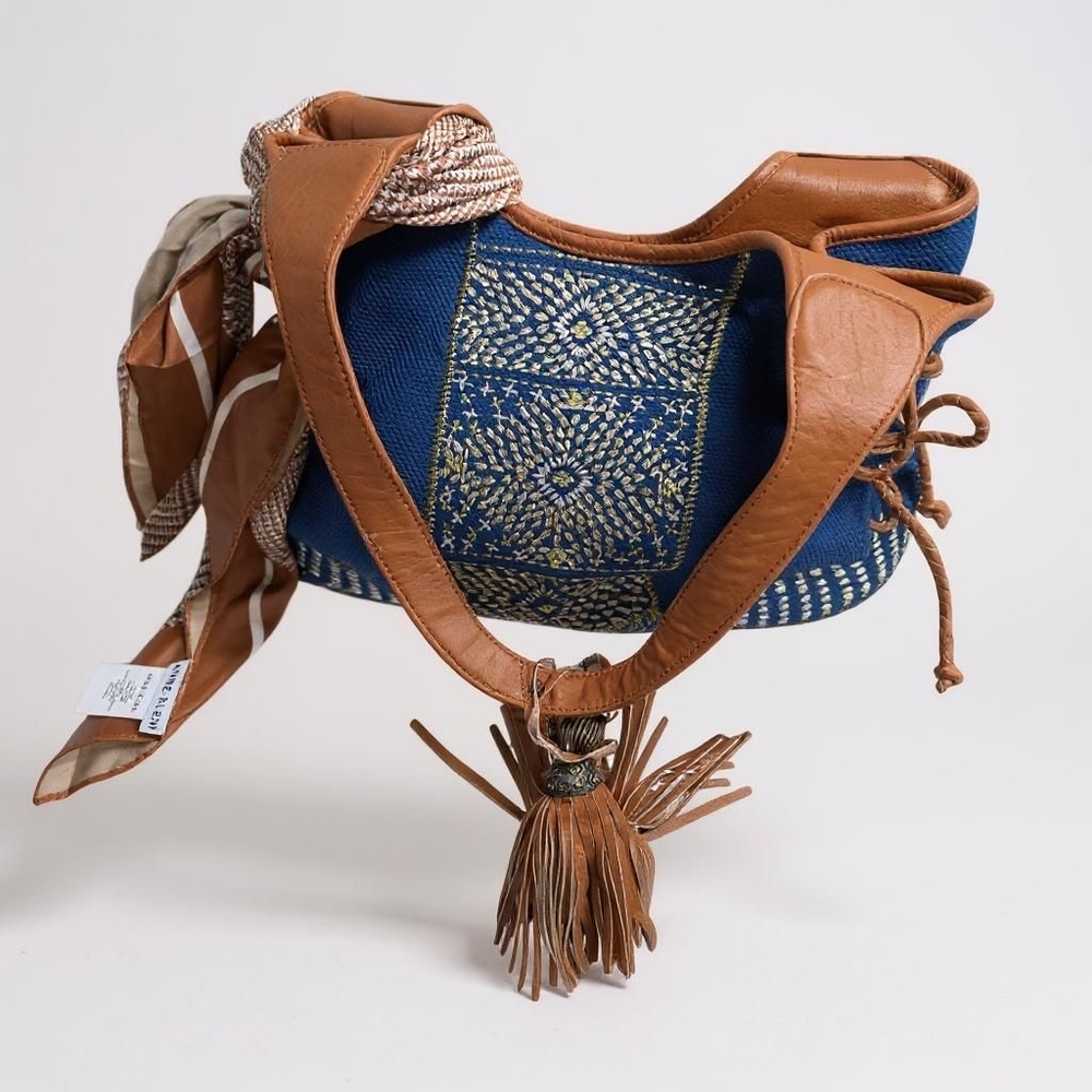 Brown and Blue Patterned Women's Bag